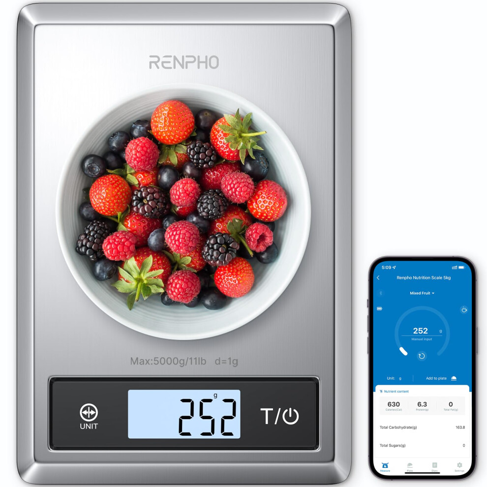 RENPHO Digital Food Scale  Kitchen Scale Weight Grams and oz for Baking  Cooking and Coffee with Nutritional Calculator for Keto