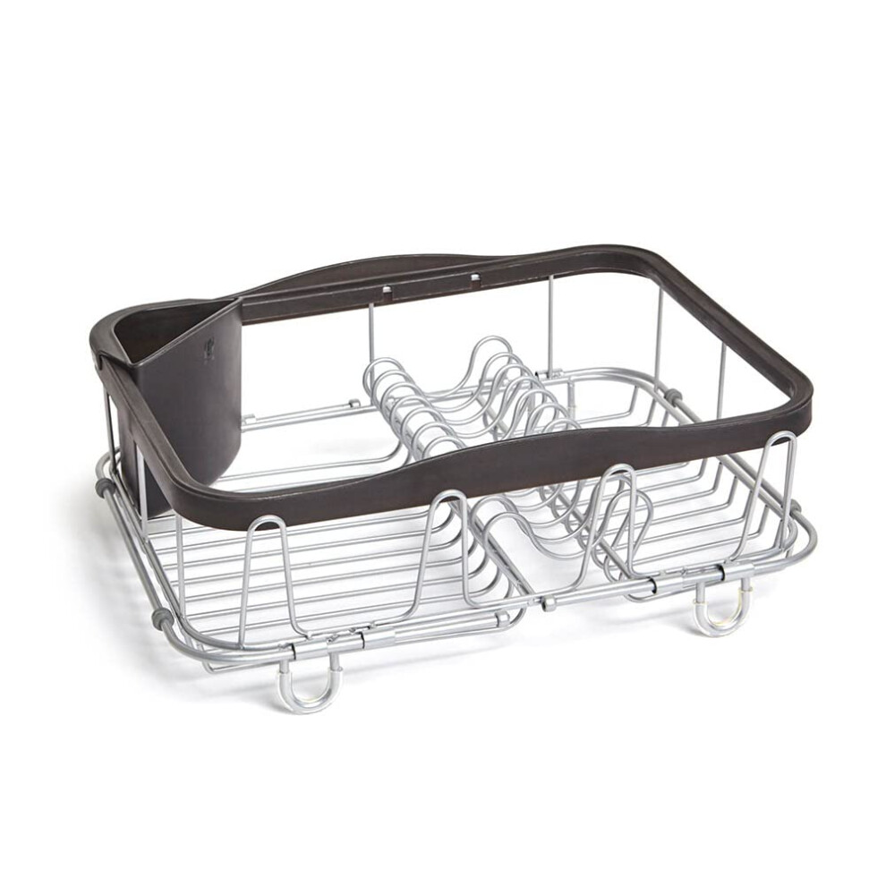 Umbra Sinkin Dish Drying Rack  Drainer with Cup Holders and Removable Cutlery Caddy  Use Over Sink  in Sink  or On Counter  De