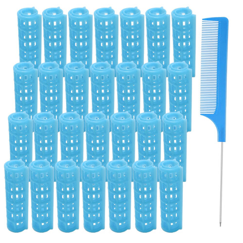 28PCS Plastic Haarrollers Set 1.5cm/0.6in Zonder Hitte Haar Krullers