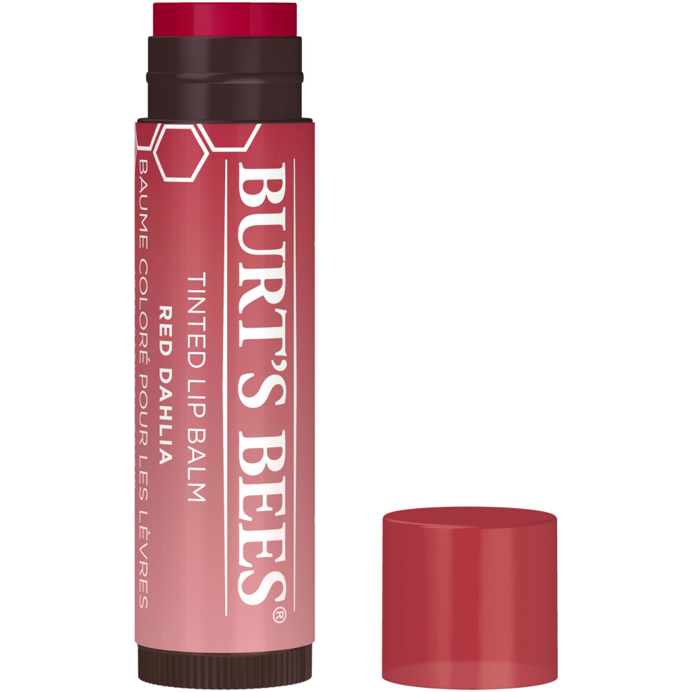 Burts Bees 100 Natural Tinted Lip Balm  Red Dahlia with Shea Butter  Botanical Waxes 1 Tube