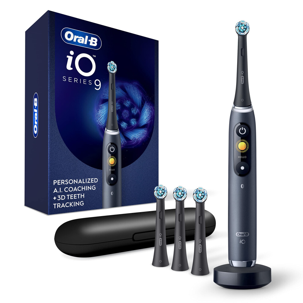 OralB iO Series 9 Electric Toothbrush with 3 Replacement Brush Heads  Black Onyx