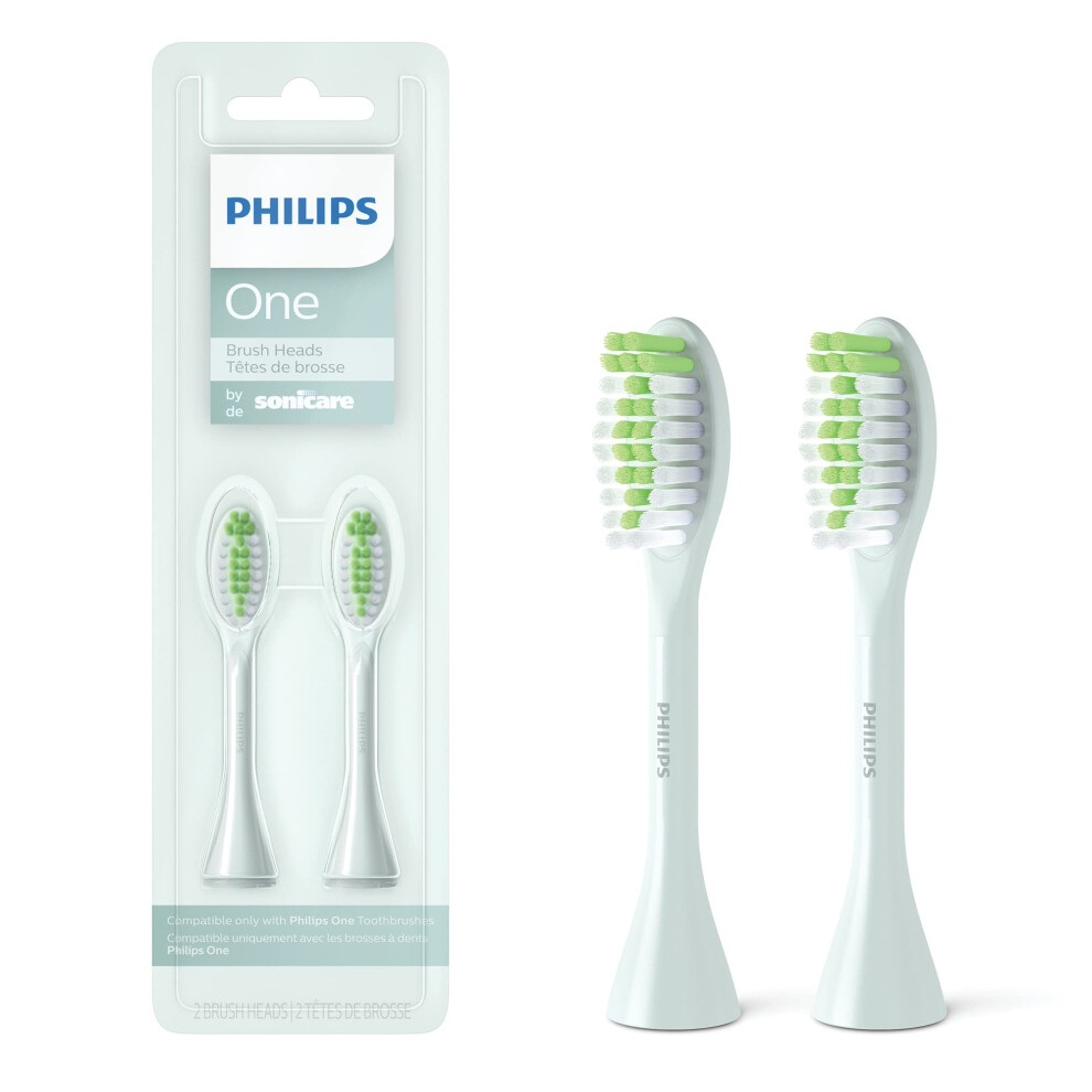 Philips One By Sonicare  2 Brush Heads  Mint Light Blue  BH102203