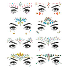 SHINEYES 8 PCS Mermaid Face Gems Glitter Rhinestone Rave Festival Face Stickers Jewels Crystals Face Stickers for Eyes Face Bod