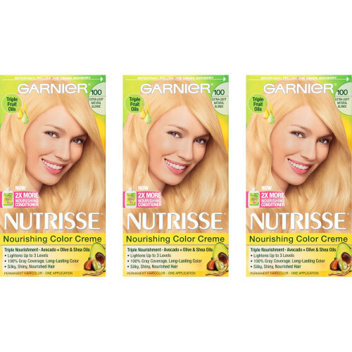 Garnier Garnier Nutrisse Χρώμα Μαλλιών Κρέμα, 100 Extra-Light Natural Blonde, 3 Τεμάχια