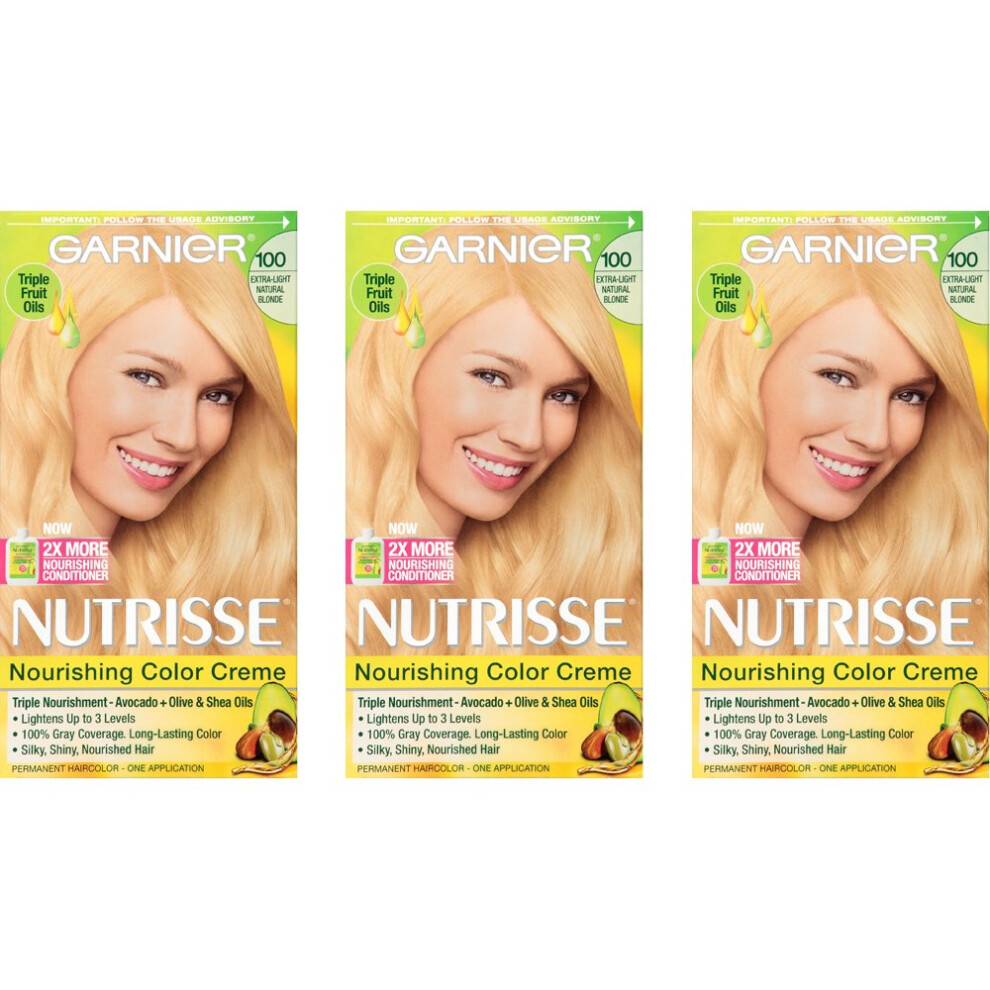 Garnier Nutrisse Nourishing Hair Color Creme  100 ExtraLight Natural Blonde  3 Count Packaging May Vary