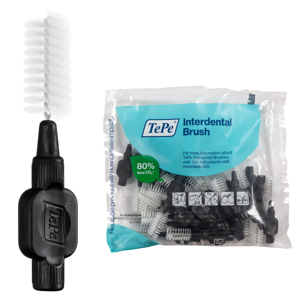 TEPE Interdental Brush Original  Soft Dental Brush for Teeth Cleaning  Pack of 25  15 mm  ExtraLarge Gaps  Black  Size 8