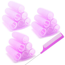 ZMD 18Stuks Zelfklevende Kleine Haarrollers, Plastic Hittevrije Krulrollers voor Dames