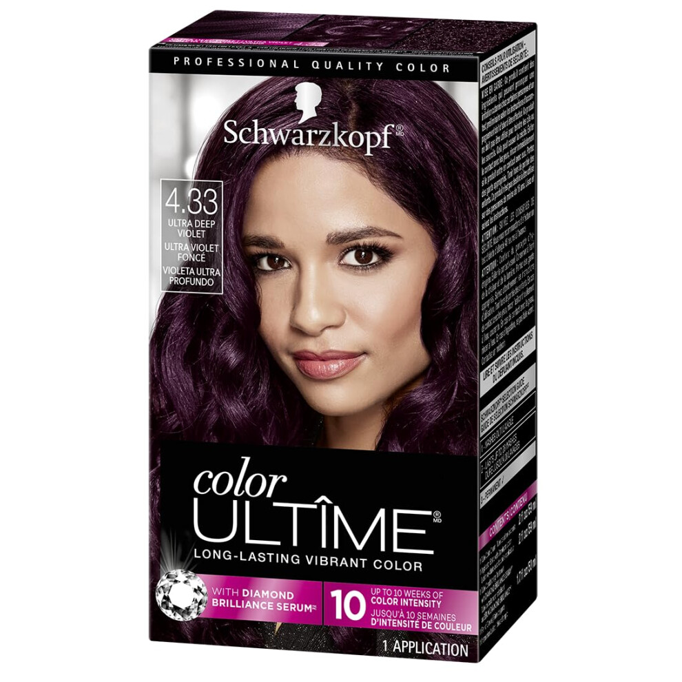 Schwarzkopf Color Ultime Hair Color  433 Ultra Deep Violet  1 Application  Permanent Purple Hair Dye for Vivid Color Intensity