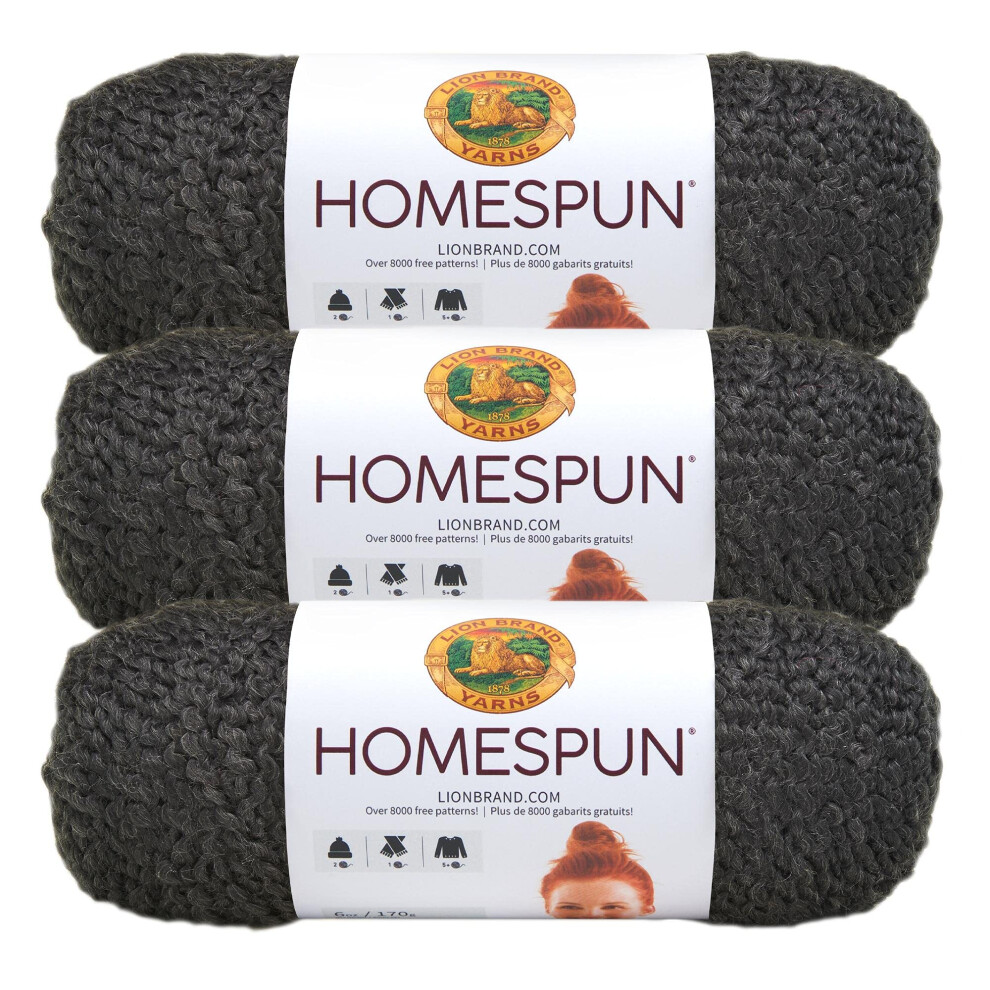 3 Pack Lion Brand Yarn Homespun Bulky Yarn  Black