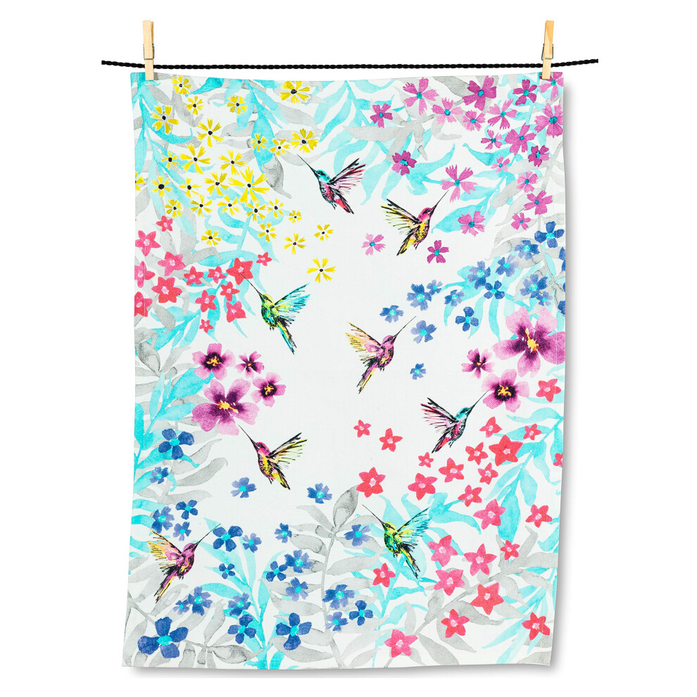 Abbott Collection 56KTBL04 Hummingbird Garden TeaTowel20x28 L  1 EA  WhiteMulti