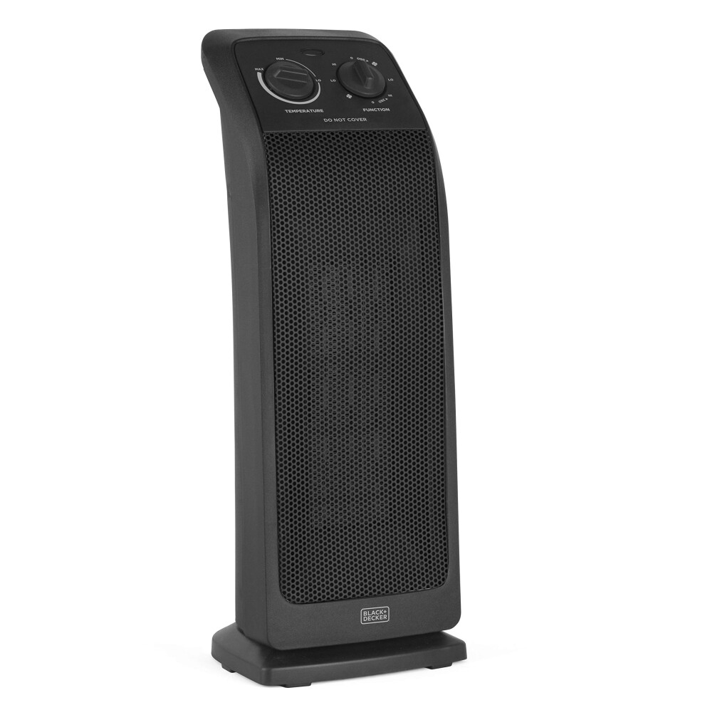 BLACKDECKER Space Heater with Adjustable Thermostat  Ceramic Tower Heater  Portable Heater  Tower Fan with 3 Settings  Oscilla