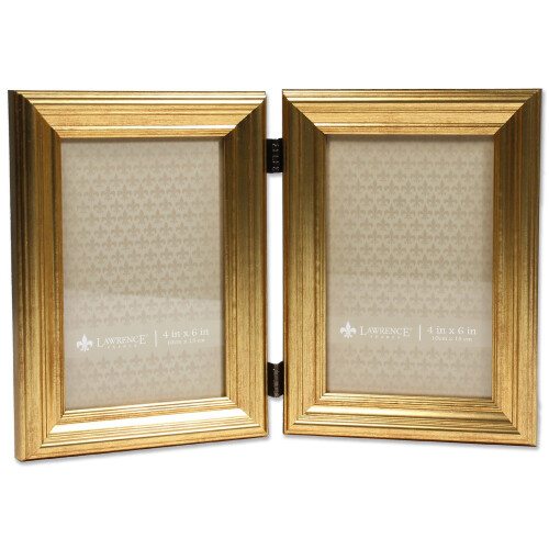 Lawrence Frames 4x6 Hinged Double Sutter Burnished Gold Picture Frame
