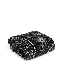 Vera Bradley Women's Fleece Plush Throw Blanket Black Bandana Medallion 80 X 50