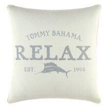 Tommy Bahama Throw Pillow Soft Cotton Zipper Closure Stylish Home Decor for Bed or Couch 18 L x 18 W Relax GreyBeige