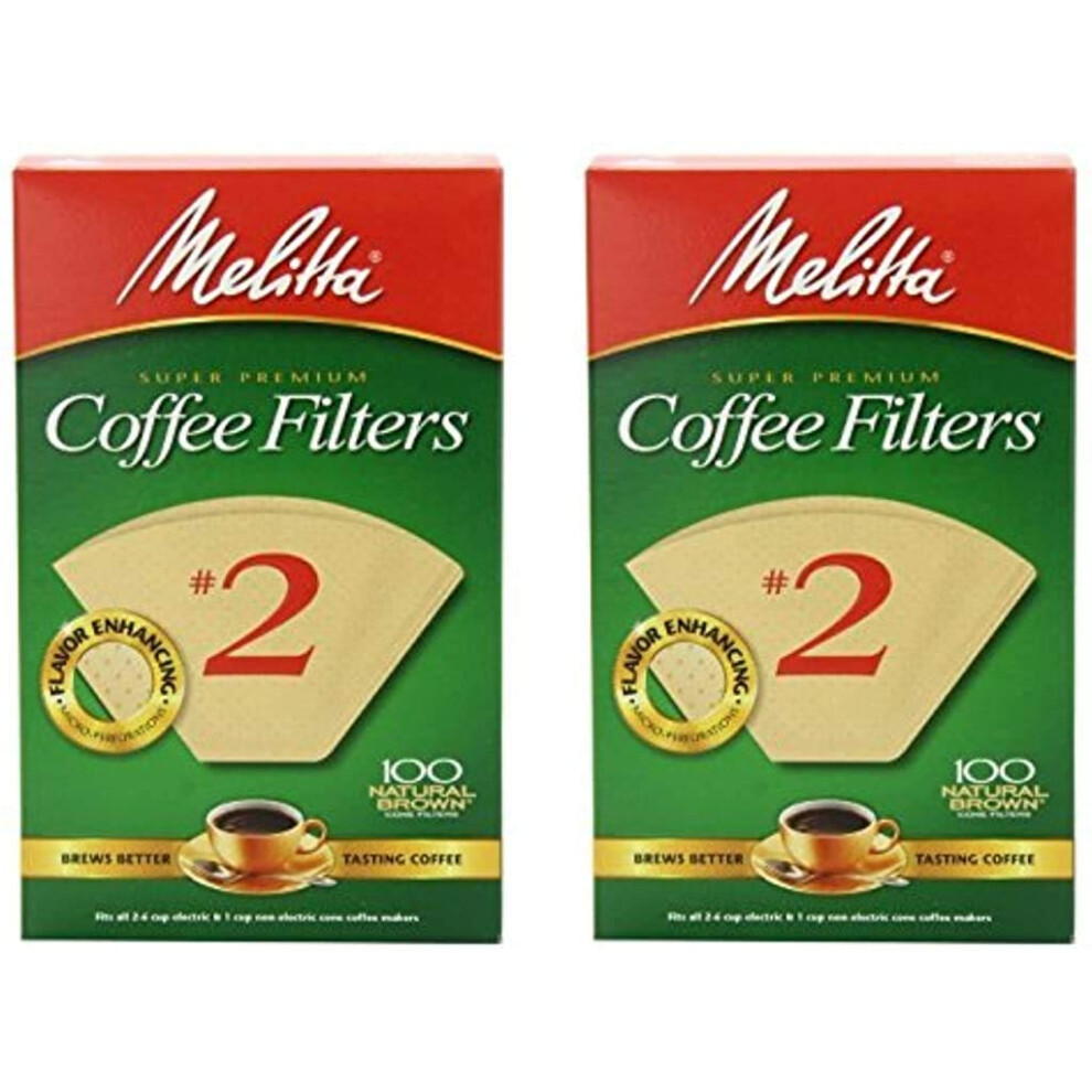 Melitta Cone Coffee Filter 2  Natural Brown 100 Count 2 Pack