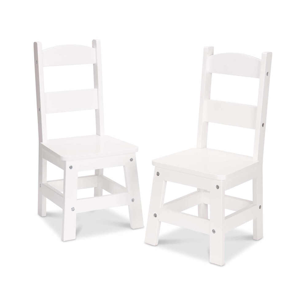 Melissa  Doug Wooden Chairs  Set of 2  White Furniture for Playroom  Kids Play Chairs  Toddler Activity Chairs  Childrens F