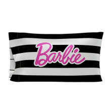 Franco Collectibles Barbie Barbicore Black White Stripped Beauty Silky Satin Standard Pillowcase Cover 20x30 for Hair and Skin