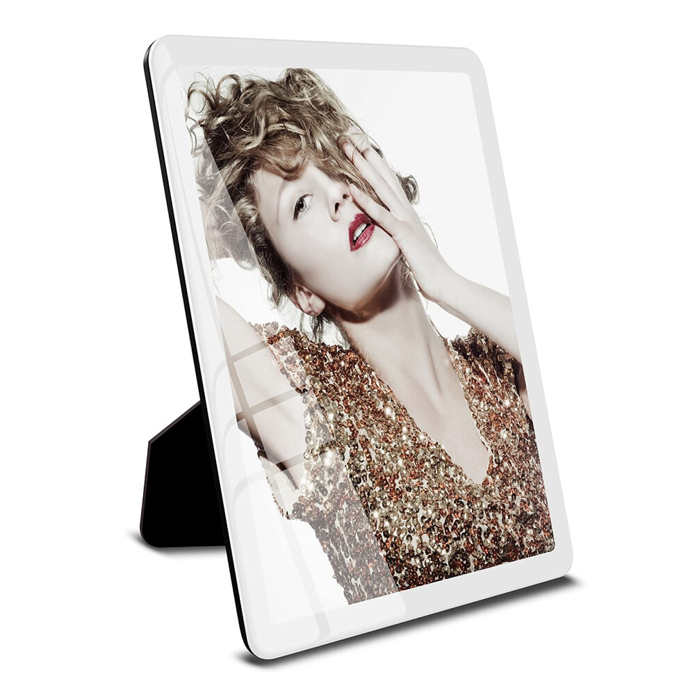 Cadre photo Bluesun 6x8 blanc cadres photo cadre photo suspendu en verre avec passe-partout pour d   coration murale et de table (6x8 blanc)