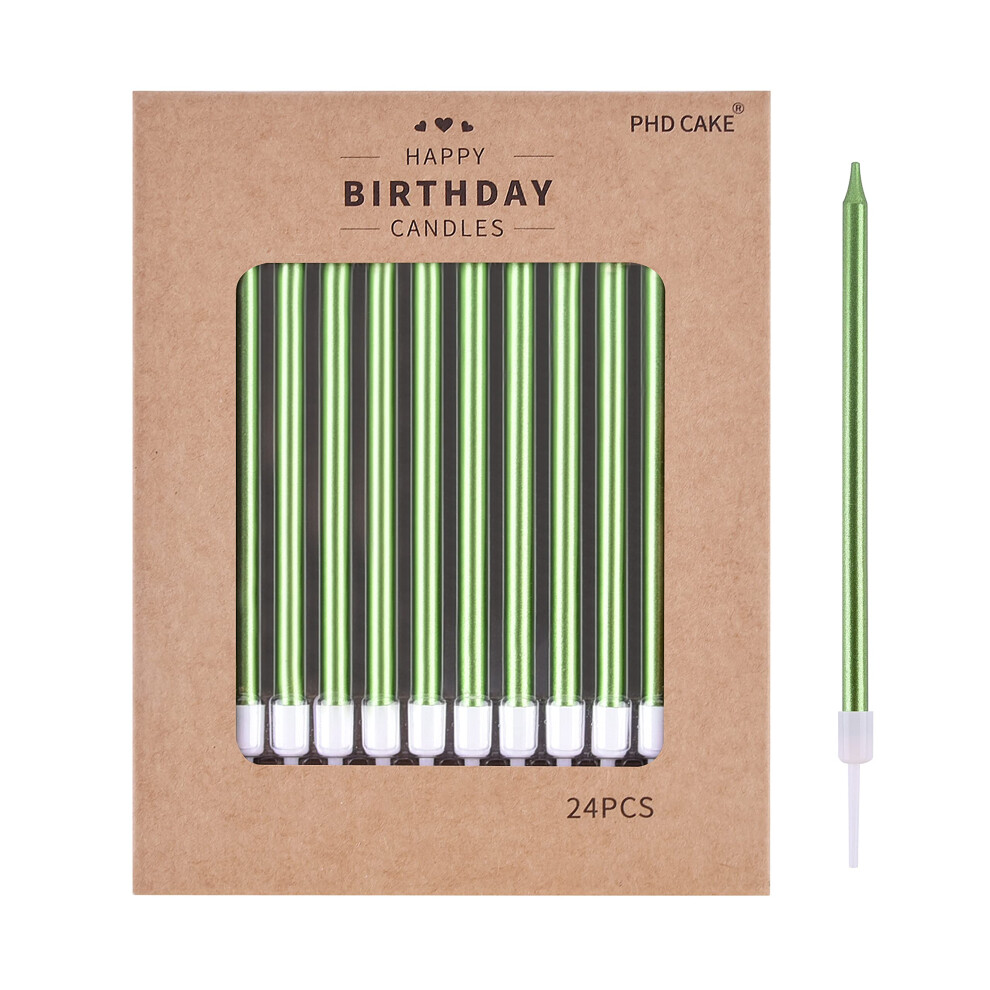 PHD CAKE 24Count Green Long Thin Metallic Birthday Candles  Cake Candles  Birthday Parties  Wedding Decorations  Party Candles