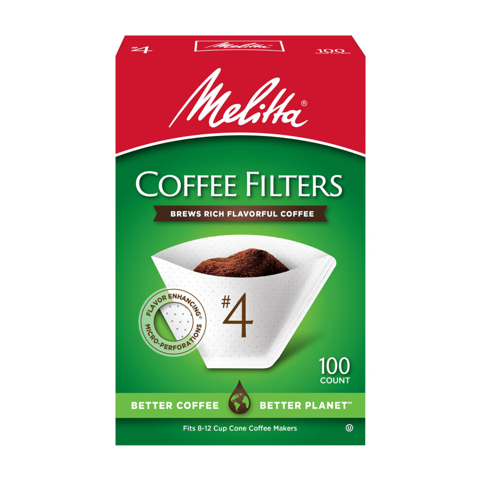 Melitta 4 Cone Coffee Filters  White  100 Count Pack of 6 600 Total Filters Count  Packaging May Vary