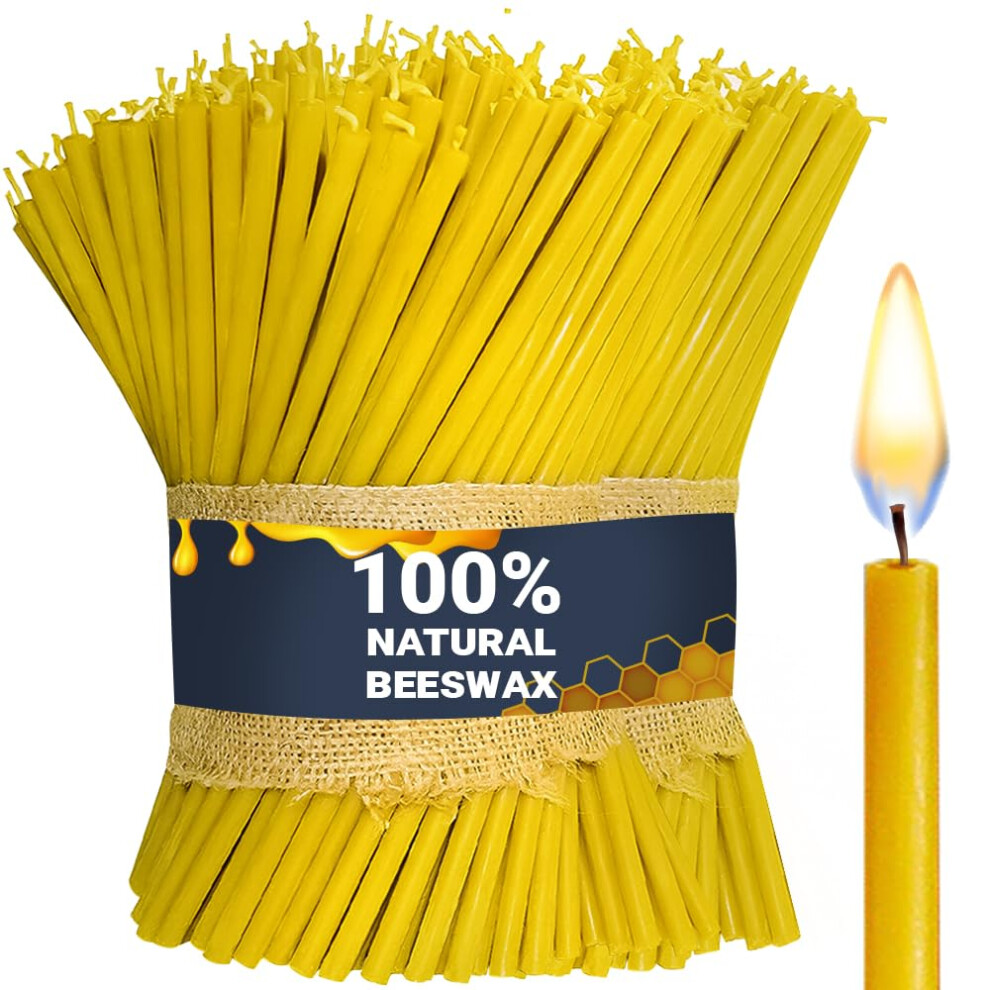 Natural Beeswax Candles  7    30 pcs Best Beeswax Candle  Pure Deep Yellow Bee Wax with Great Honey Scent and Cotton Wicks  E