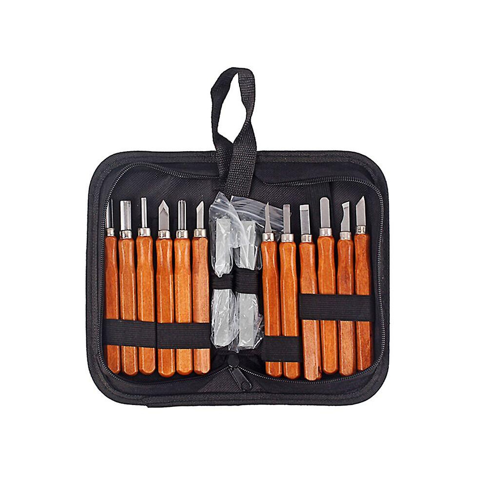 14 Pcs/set Professional Manual Wood Carving Hand Chisel Tool Whetstones Set