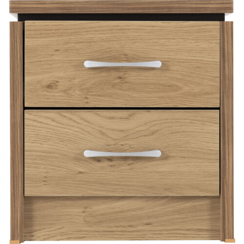 Seconique Charles 2 Drawer Bedside Oak Effect Veneer with Walnut Trim 2