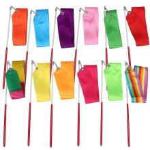 12pcs 2 Meters Rhythmic Art Gymnastics Ribbon With Stick Children Dancing Streamers Riband Rod For Gymnastics