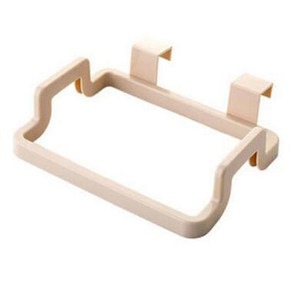 (Beige) Practical Kitchen Trash Garbage Bag Plastic Holder Cabinets Towel Rack Organizer