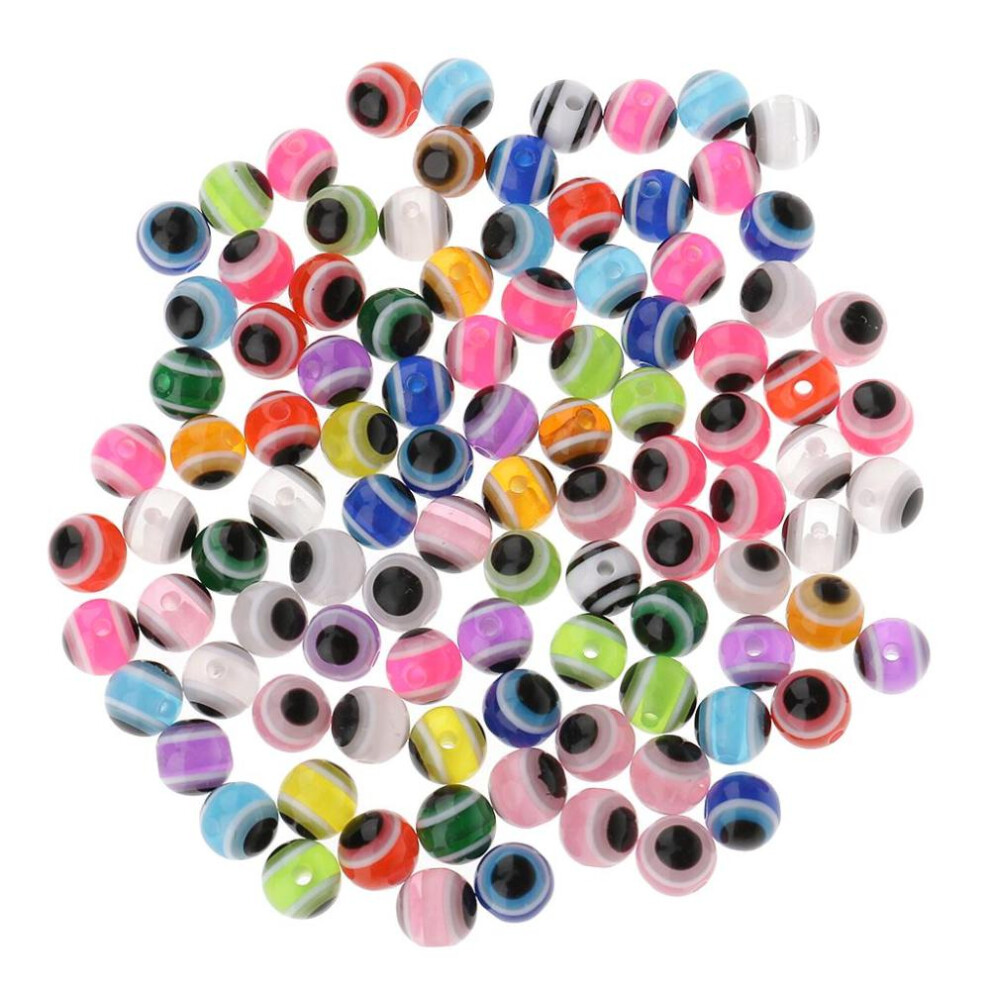 (Multicolor, 8mm) 50x Eye Round Resin Spacer Beads Balls for Jewelry Making Beading Crafts 8mm