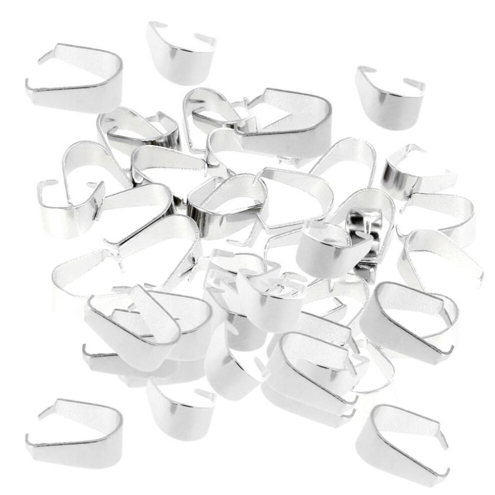 (9 x 4mm, Silver) 100 Pieces Silver Pendant Pinch Bails Connector Clasps Jewelry DIY Findings