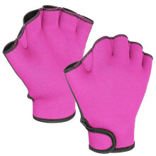 (Red, M) Aqua Gloves Webbed Paddle Swim Gloves Fitness Water Aerobics Swimming Resistance Training Gloves Summer