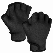 (Black, L) Aqua Gloves Webbed Paddle Swim Gloves Fitness Water Aerobics Swimming Resistance Training Gloves Summer