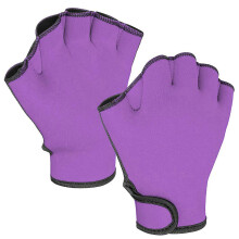 (Purple, L) Aqua Gloves Webbed Paddle Swim Gloves Fitness Water Aerobics Swimming Resistance Training Gloves Summer
