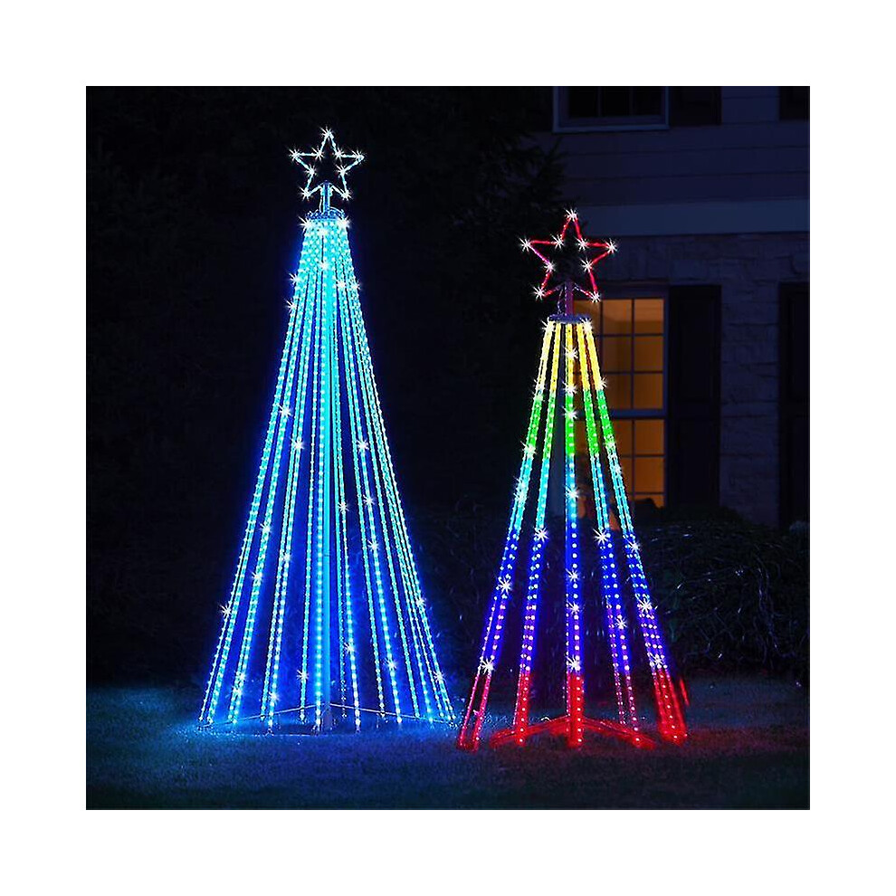 (2M) Led Christmas Tree Lightshow String Waterfall Star Lights Outdoor Multicolor Lightshow For Garden Yards Wedding Party Us Plug