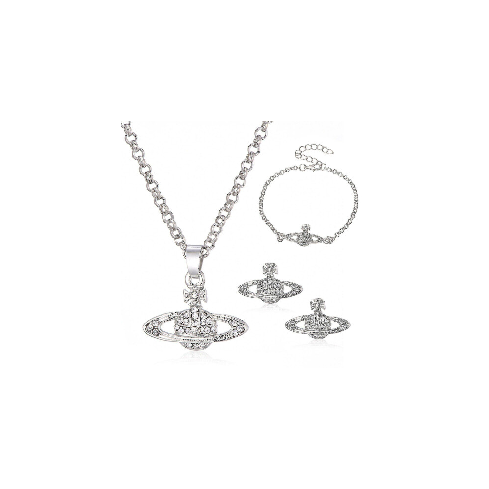 4x Crystal Saturn Heart Orb Set Necklace bracelet earrings Pendant Christmas Gift Tmall