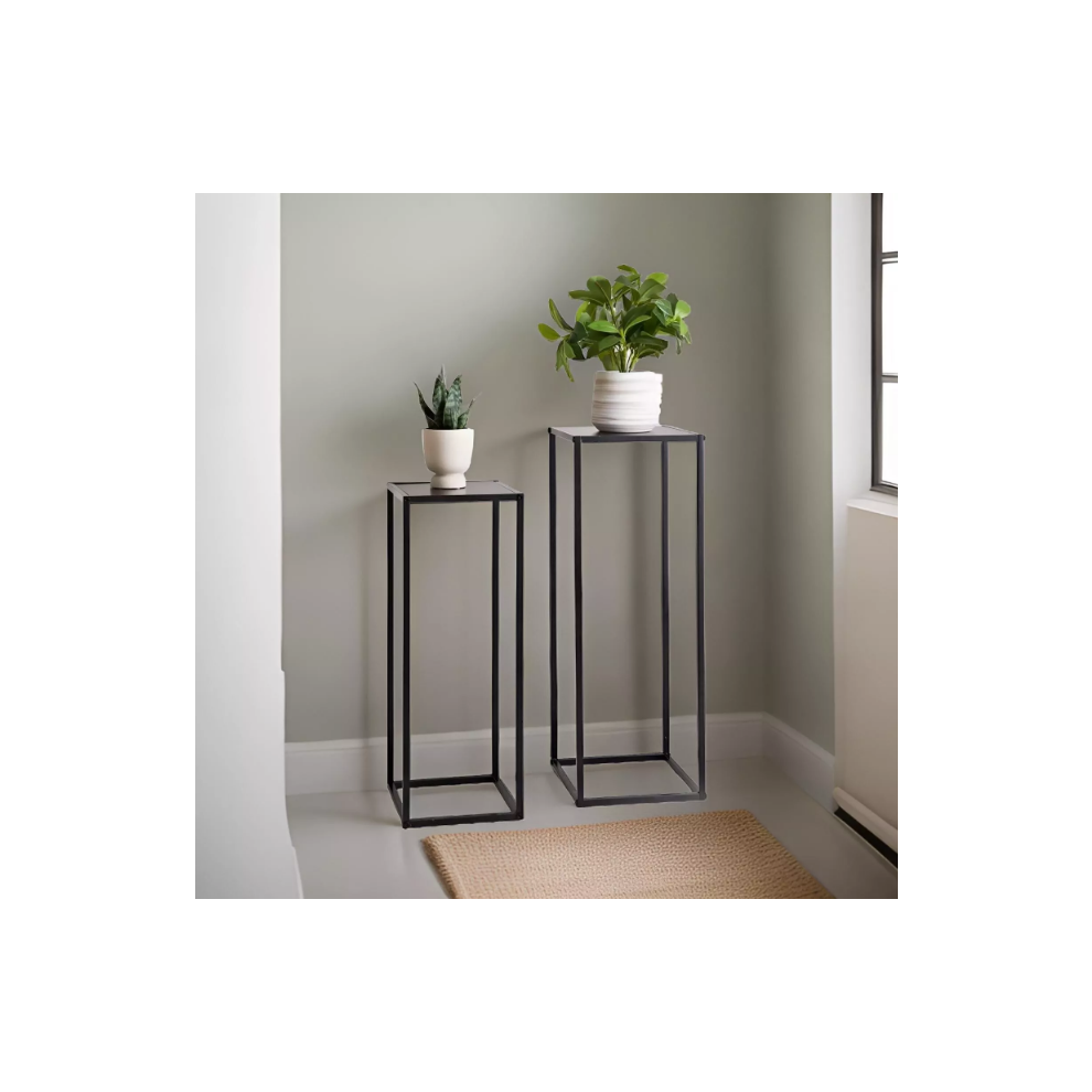 Set Of 2 Square Side Tables - Hallway Lamp Tables For Living Room