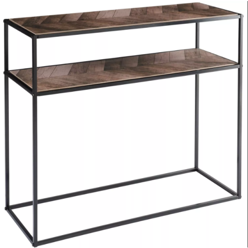 Rustic Oak 2-Tier Console Table with Shelf - Ideal Side Table and Bookshelf