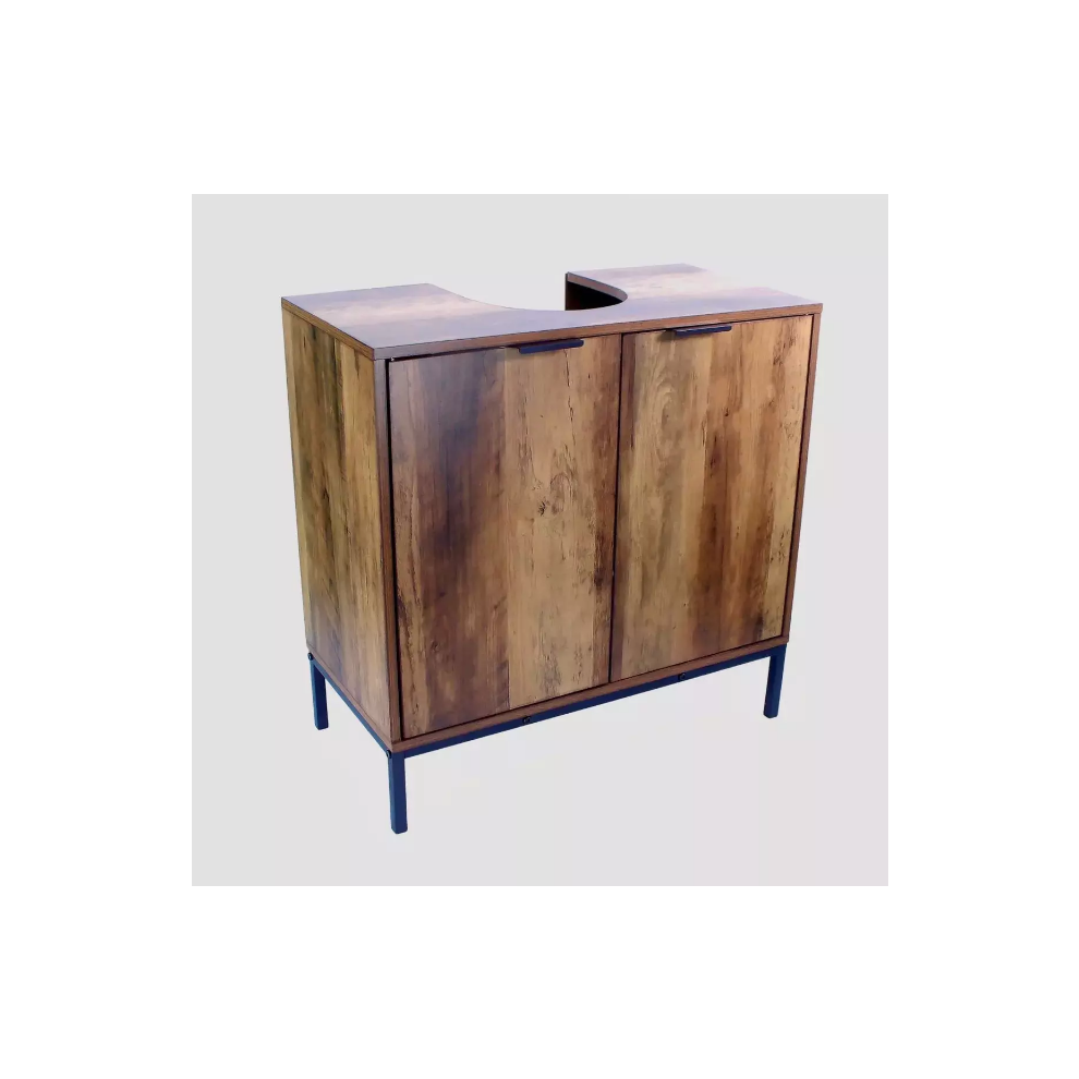 Under Sink Bathroom Cabinet - White Basin Vanity Storage Cupboard Unit
