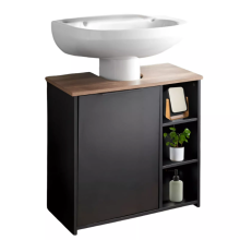 Black Under Sink Storage Cabinet - Bathroom Organizer with Shelves