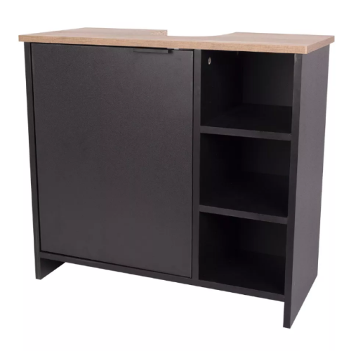 Black Under Sink Storage Cabinet - Bathroom Organizer with Shelves 2