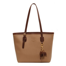 (Brown) Ladies Tote Bag New Retro Large Capacity One Shoulder PU Leather Versatile Bags for Women