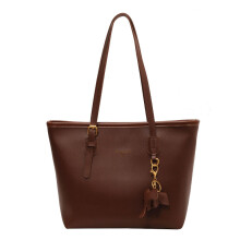 (Dark Brown) Ladies Tote Bag New Retro Large Capacity One Shoulder PU Leather Versatile Bags for Women