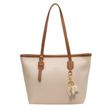 (off white) Ladies Tote Bag New Retro Large Capacity One Shoulder PU Leather Versatile Bags for Women