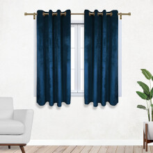 (46 x 54 cm) Velvet Curtains Eyelet Ring Top Thick Blue Curtain