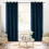 (66 x 72 cm) Velvet Curtains Eyelet Ring Top Thick Blue Curtain 1