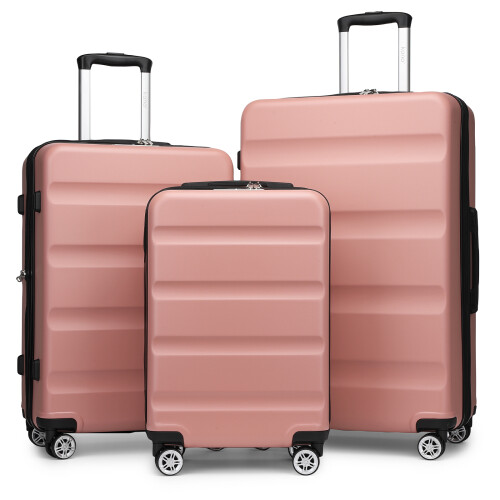 20/24/28 inch Nude Color Expandable ABS Hard Shell Suitcase set