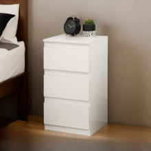 Sienna 3-Drawer White Bedside Cabinet – Modern Nightstand with Ample Storage (30 x 30 x 55 cm)