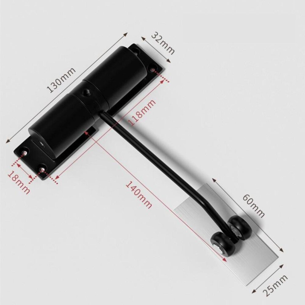 (Black) Black Zinc Alloy Adjustable Surface Mounted Automatic Spring Door Closer Door Hardware ZC013