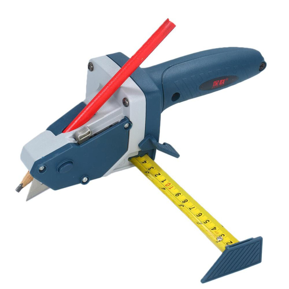 (Blue) All-in-one Gypsum Board Cutting Tool with Measuring Tape and Utility Knife Mark and Cut Drywall